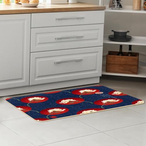 2 alfombrillas de cocina vintage VAPOKF de peonías lavables 7
