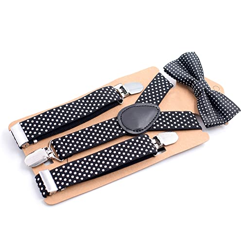 Tirantes para niños elásticos regulables con pajarita conjunto infantil unisex 4