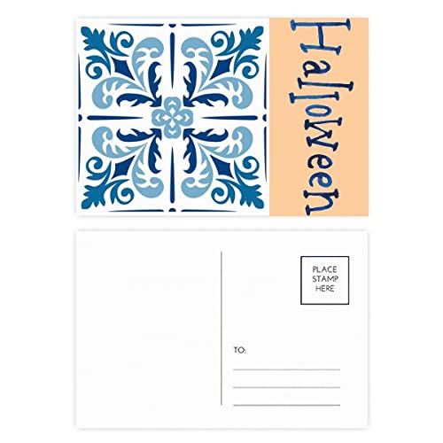 Cartes de remerciement à motif floral bleu marocain en lot de 20 pour papeterie de prestige