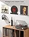 Vinyl Record Player with Speakers,MONODEAL 3-Speed Turntable for Vinyl Records with Bluetooth Transmitter,Auto Stop,RCA Output/USB/Headphone Jacks,Vintage Record Player Wooden Design Brown