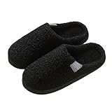 VENYAA Zapatillas para Interiores Antideslizantes y Cálidas,Mujeres Baotou peluche Zapatillas,Cómodo Antideslizantes Zapatos Interior Exterior(Size:EU 38/39,Color:Negro)