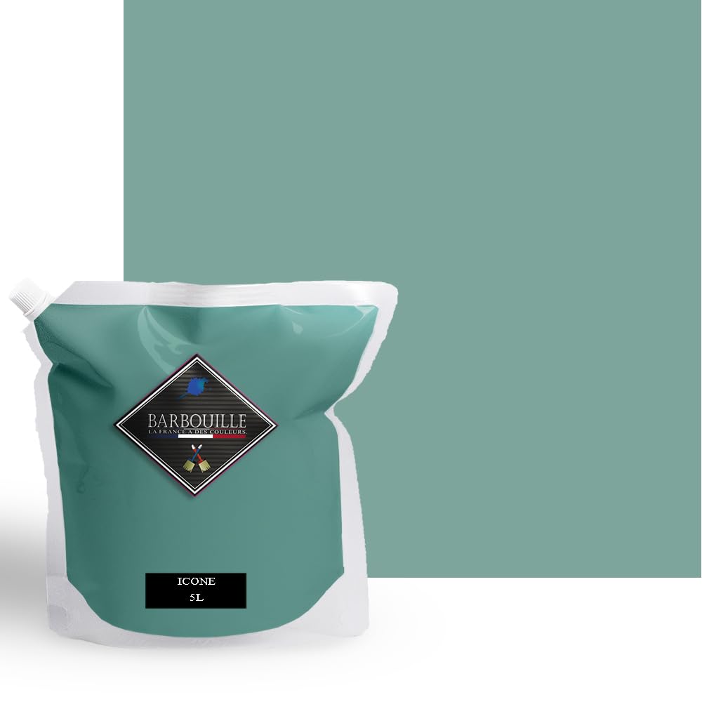 Peinture Acrylique Vert Céladon Icône - Aspect Satin - Peinture Mur, Plafond, Boiserie & Balcon - Lessivable - Séchage En 30 min - COV A+ - Fabriquée En France - 5 L - BARBOUILLE