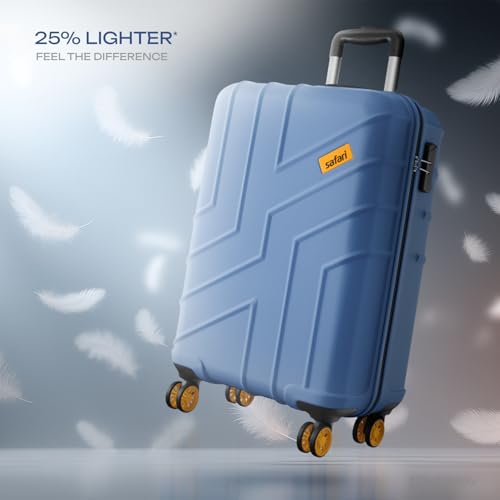 Image of Safari Cabin Stratos 8 Wheels 55cm Size Trolley Bag, Hard Case Polycarbonate, 360º Wheeling Carry-on Luggage for Men & Women, Travel Bag, Suitcase for Travel, Trolley Bags for Travel, Steel Blue