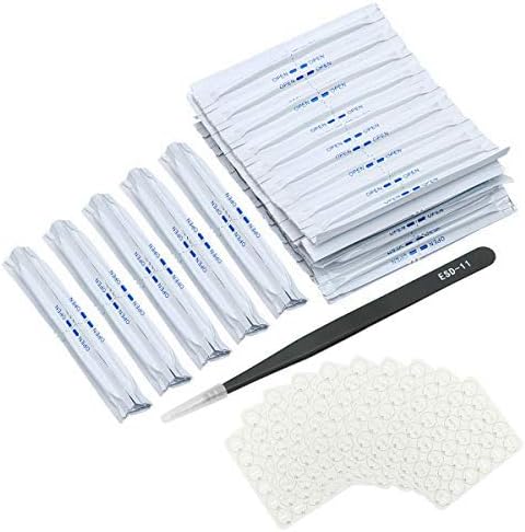 ZITFRI 100 pcs Tamponi Di Cotone con Alcool a Due Teste per la Pulizia di Sigarette Elettroniche per Assorbire il Olio di Fumo per Il Riscaldamento Con 10 Foglio Assorbente Olio（300pcs），1 Pinzette