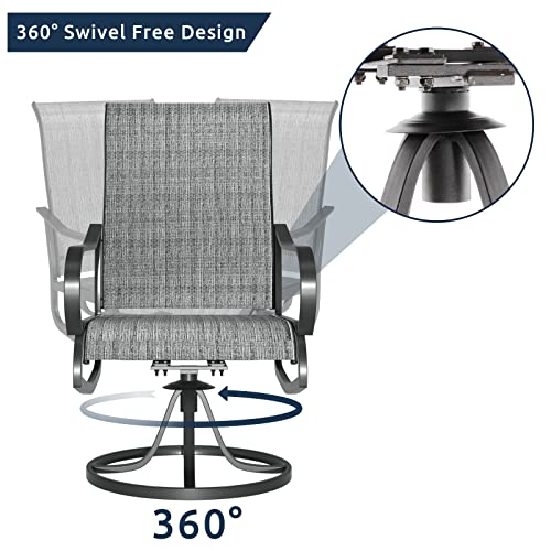 Udpatio Patio Swivel Chairs Set Of 6, Outdoor Dining Chairs High Back, All Weather Breathable Textilene Outside Furniture Chair With Metal Rocking Frame For Lawn Garden Backyard Duck, Dark Grey #TOP2