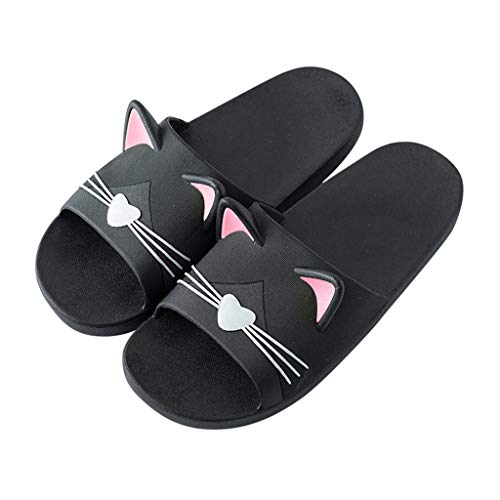Baby Kids Home Slippers Lightweight Cartoon Slip-on Family Shoes Beach Pool Shower Slippers Household Sandals (36-37, Black -Mother)