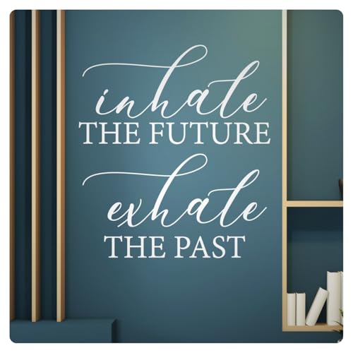My Vinyl Story - Inhale The Future Exhale The Past - Inspirational Wall Decal Sticker Quote Art Decor Saying for Home Gym Yoga Zen Spa Mindfulness, Removable (White, 22x25 inches)