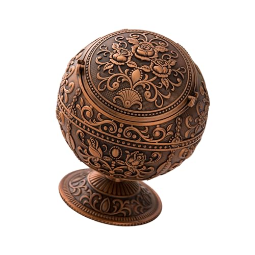 Posacenere decorativo in metallo a forma di terra, rotondo, per uomini e donne, decorazione per la casa, regalo facile da pulire in