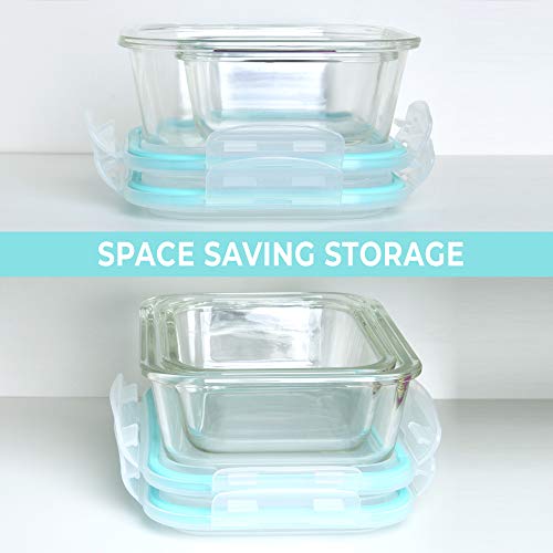 Vallo [20 Piece] Glass Food Storage Containers Set With Snap Lock Lids - Safe For Microwave, Oven, Dishwasher, Freezer - Bpa Free - Airtight & Leakproof #TOP4