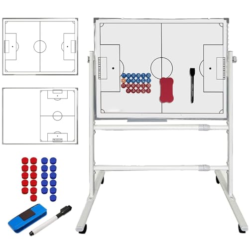 Tableau blanc basket-ball effaçable à sec double face avec roulettes et marqueurs coach