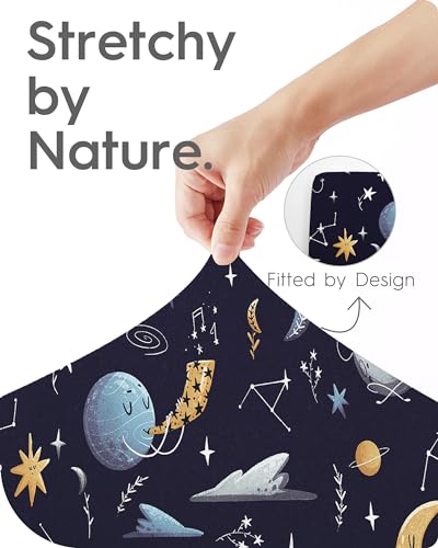 Image of Pack N Play Sheets Fitted, TotBasic Ultra Soft Space Mini Crib Sheets, Premium Jersey Knit Pack and Play Sheets Neutral, Stretchy Play Yard Sheets for Pack and Play Mattress, 2 Pack