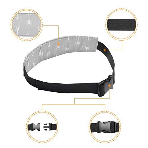 Image of Baby Carseat Head Support,Car seat Straps Pillow Support Ban,Stroller Neck Relief Strap Headrest,Slumber Sling Sleep Positioner for Toddler Infants Child Children Kids(Gery)