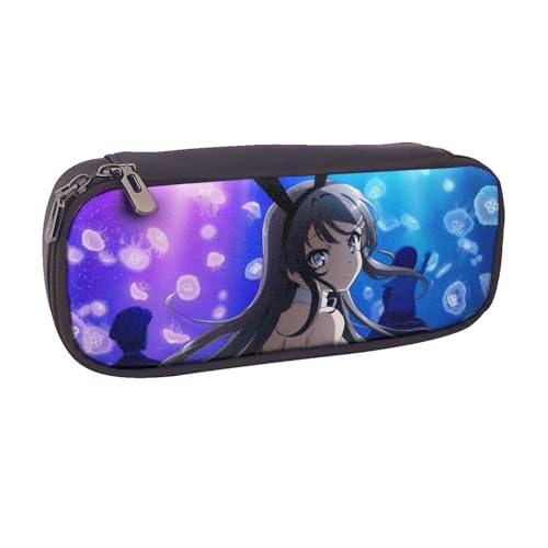 青春ブタ野郎シリーズ 桜島麻衣6 鉛筆のサック ペンケース ペンポーチ ペンバッグ 筆箱ペン入れ 革 収納ケース 大容量 学生用 ダブルファスナー 個性