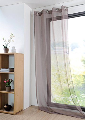 Stof - Rideau - Voile Monna avec Œillets pour Salon ou Chambre - Taille 135 x 260 Taupe - Voile pour Fenêtre ou Dressing - Garantira Votre Intimité -...
