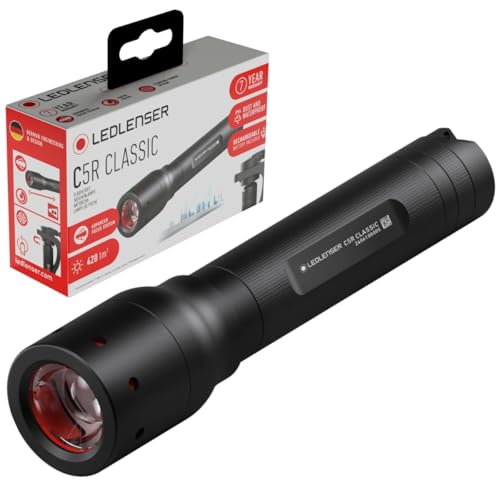 Ledlenser C5R Classic LED Taschenlampe wiederaufladbar | 420 Lumen sehr helle Taschenlampe | 2 Modi | einstellbarer Fokus | IP54 | lange Batterielebensdauer | Taschenlampe Camping, Wandern, Outdoor