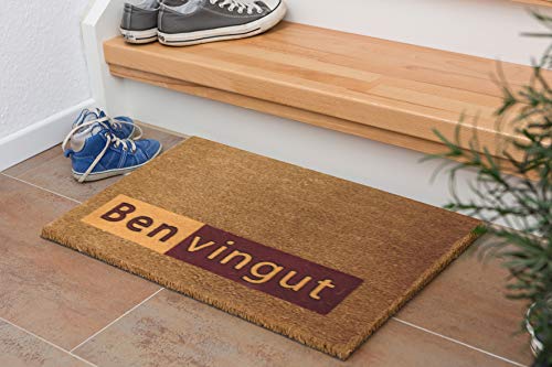 Paillasson coco 40 x 60 cm tapis d'entrée 100% coco BENVINGUT - 4