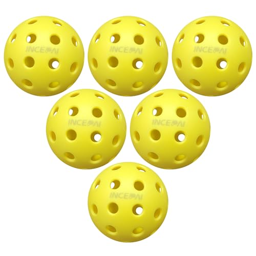 INCEPAI 40-Hole Outdoor Pickleballs (6-Pack) with Stable Flight Trajectory, Compliant with USAPA Standards, Featuring Good Elasticity and Durability, Suitable for Players of All Skill Levels.