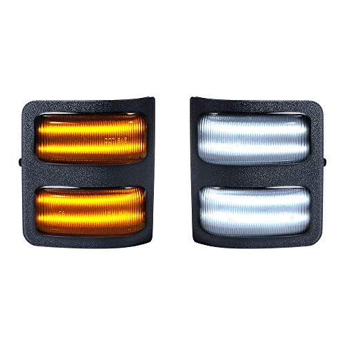 1 Pair Switchback LED Side Mirror Marker Lamps Compatible with 2008-2016 Ford F250 F350 F450 Super Duty (Smoked Lens, White Parking Amber Turn Signal Light)