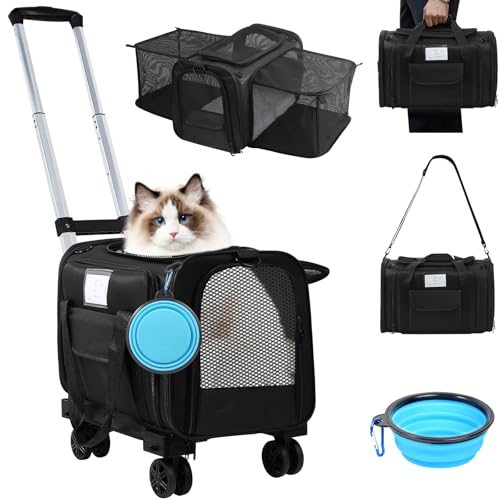 Pet Carrier Airline Approved, Expandable Pet Cat Carriers with Wh...