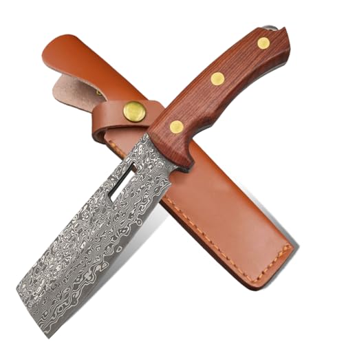 JINPIKER Damast Survival Outdoor Messer Jagdmesser Scharf Bushcraft Damaststahl überlebensmesser Feststehend Klinge Helle Gürtelmesser mit Lederscheide Für Camping Jagd (Damast-002) JINPIKER Damast Survival Outdoor Messer Jagdmesser Scharf Bushcraft Damaststahl überlebensmesser Feststehend Klinge Helle Gürtelmesser mit Lederscheide Für Camping Jagd (Damast-002)