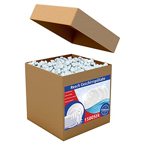 RESCH CLEANIX Spülmaschinentabs ohne Plastik - All in One | 1500 Stück (ca 27 kg) | Phosphatfrei Tabs | Geschirrspültabs wasserlösliche...