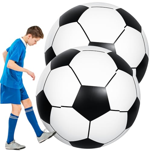 yeeplant 2 pelotas de fútbol inflables, pelotas de PVC de 40 pulgadas para divertirse en la playa, la escuela y las actividades deportivas de fiesta