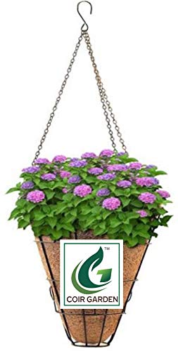 COIR GARDEN Coco Gardening Pots with Stand Conical Hanging Basket, 9 Inch -2 Pieces (Diameter -24 cm, Height -31 cm)