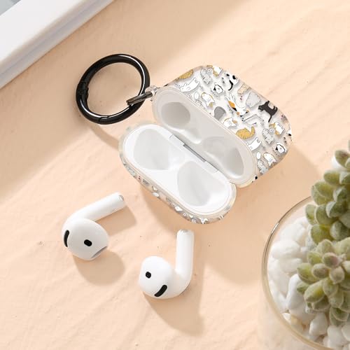 Image of Gedicht for Apple Airpods 4th Generation Case Cover(2024), Protective TPU Soft Cases Cover Rugged for Airpods 4th Generation Case with Cleaner Kit & Keychain for Women Men,Cat