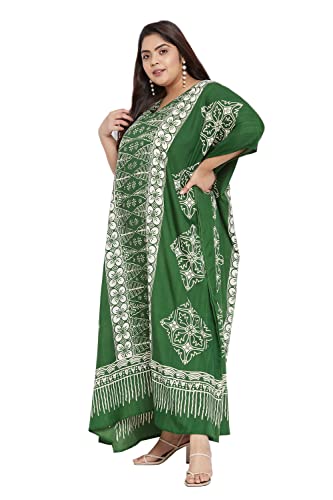 Image of Oussum Plus Size Kaftan Dresses for Women, Polyester Summer Caftan Cover Up Maxi Beach Dress, 1X-3X