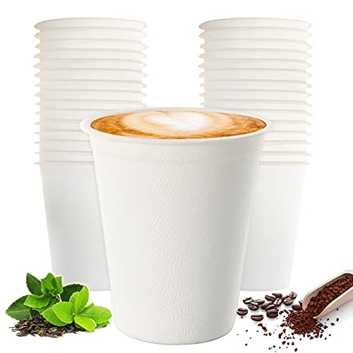 BangShou Compostable Bagasse Disposable Cups 12 OZ Cold and Hot Safe Coffee Cups, Heavy-Duty Paper Cups, Eco-Friendly Bathroom Cups, Biodegradable Disposable Espresso Cups, Mouthwash Paper Cups 25Pack