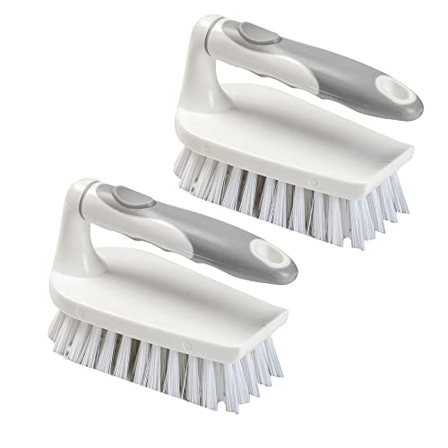 2 Stück Hand Schrubber mit Harte Borsten, Kurzer Griff Felgenbürste, Scheuerbürste für Badezimmer, Dusche, Waschbecken, Boden Cover