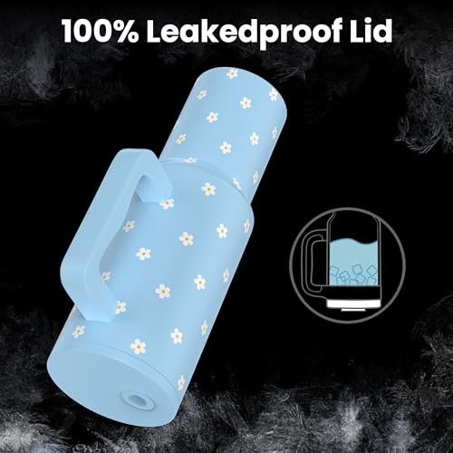 Image of enem Tumbler, Sky Bloom, Insulated Premium Vacuum Leak Proof Tumblers, Stainless Steel Travel Mug with Handle, Lid & Straw, 1.2L Tumbler for Coffee, Iced Tea, or Water