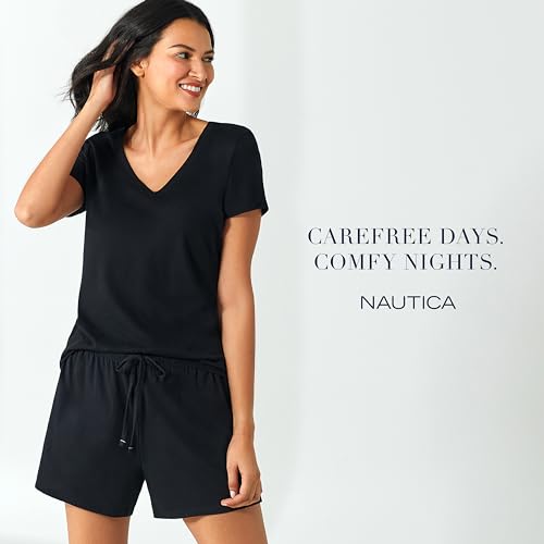 Image of Nautica Womens Sleep Shorts - Mid-Thigh, Lightweight, Breathable Pajama Bottoms - Cotton Knit Jersey Sleepwear and Loungewear