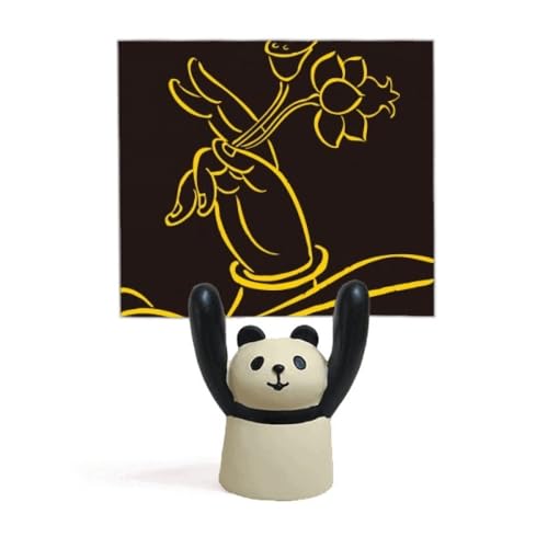 Porte-mémo panda et lotus en résine stable pour bureau