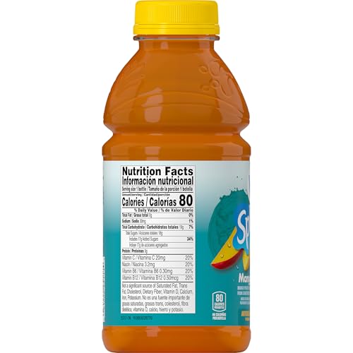 Image of V8 Splash Mango Peach Flavored Juice Beverage, 16 fl oz Bottle (12 Pack)