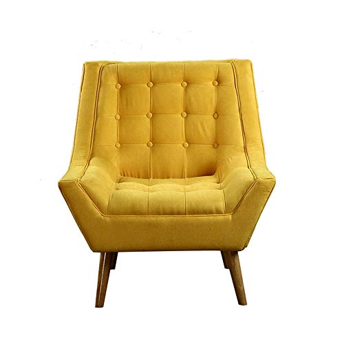 Comfortable Upholstered Tub Chair W/Ottoman Comfortable Fabric Padded Seat Wood Base For Living Room,Bedroom,Club,Office Comfortable Everyday Use (Color : Yellow, Size : Free size)
