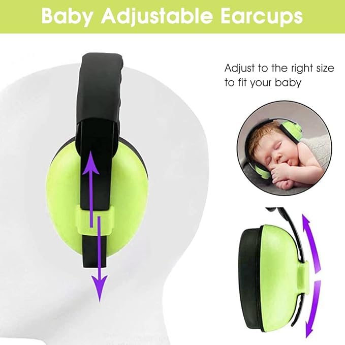 Aqify Baby Ear Protection Ear Muffs, Nois- Cancelling Headphones For Kids Use For Babies in Airplane, Concerts, Theater, Fireworks For Sleep (Green) 2