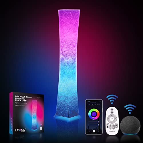 LEONC 61" Soft Light Floor Lamp for Game Room and TV, RGB Color Changing LED, Tyvek Fabric Shade, Smart App Control, Compatible with Alexa & Google Home, Music Sync and Multi Scene Modes,Floor Lamp LEONC 61" Soft Light Floor Lamp for Game Room and TV, RGB Color Changing LED, Tyvek Fabric Shade, Smart App Control, Compatible with Alexa & Google Home, Music Sync and Multi Scene Modes,Floor Lamp
