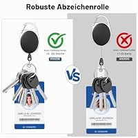 FZENeast 40 Packungen robuste einziehbare Ausweishalter mit Karabiner-Gürtelclip und Schlüsselring, Ausweishalter für Ausweis, Namen, Schlüsselanhänger (schwarz, 66,5 cm Zugschnur) – Ansicht 4