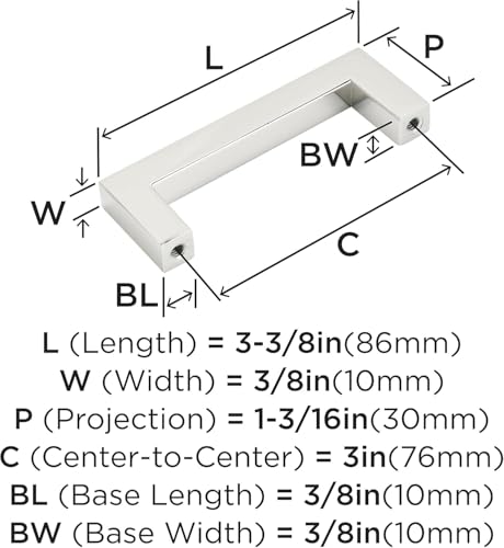 Image of Amerock | Cabinet Pull | Polished Nickel | 3 inch (76 mm) Center to Center | Monument | 1 Pack | Drawer Pull | Drawer Handle | Cabinet Hardware