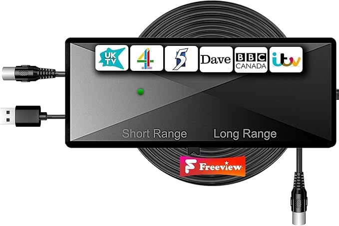 2026 Amplificateur Antenne TV avec Câble USB 1m – Booster de Signal TNT HD, Compatible Antenne Intérieure et Extérieure, Réduction des Interférences,...