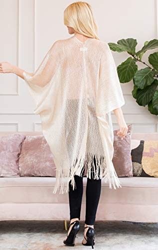 Image of RIAH FASHION Bohemian Sequin Glitter Shawl Wrap Poncho - Kimono Cardigan, Sparkly Metallic Mesh Scarf, Open Knit Crochet