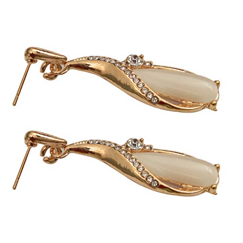 Gold Drop Dangle Earrings Sparkling Crystal Accents
