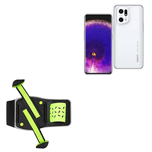 BoxWave Holster Compatible with Oppo Find X5 Pro - FlexSport Armband, Adjustable Armband for Workout and Running - Stark Green