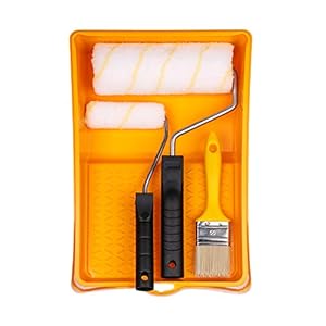 Diamantschilder set 4 delig | 1x platte borstel 50 mm, 1x verfroller 10 mm met handvat, 1x verfroller 180 mm met handvat, 1x verfbak 26 cm x 33 cm