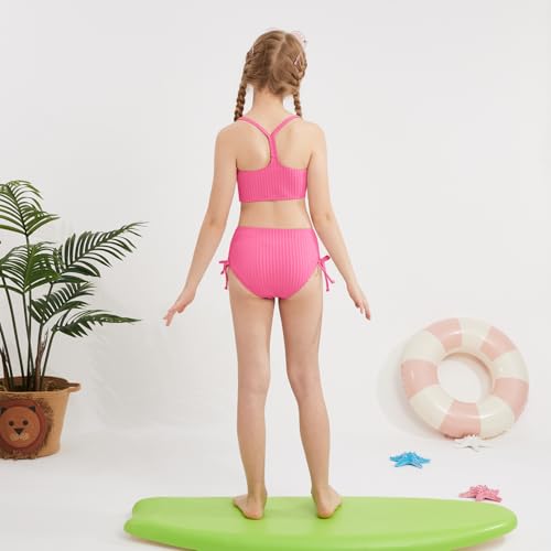 Image of Weixinbuy Girls Swimsuits Summer Bathing Suit for Teens Girls 2 Piece Bikini Set Solid Beach Swimsuit Swimwear for Girls