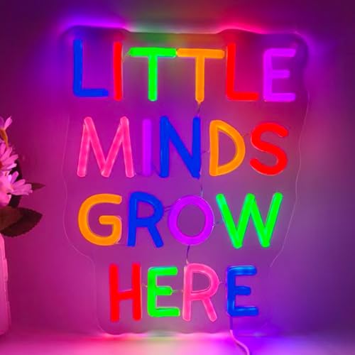 Image of Little Minds Grow Here LED Neon Sign, Inspirationa Neon Lights for Wall Decor, Classroom, Nursery, Study Room, Party, Gifts for Teachers and Children