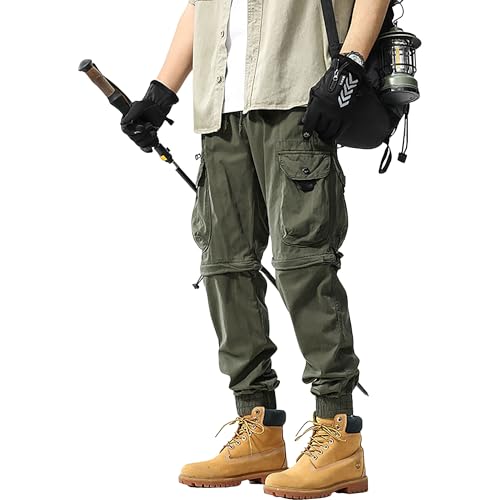 Men's Summer Street Multi Pocket Cargo Pants Baggy Black Jogger Tapered Pants Mens Lightweight Harem Trousers2