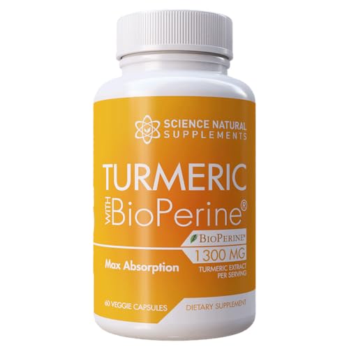 Science Natural Supplements: Turmeric Capsules with Curcumin and Bioperine Black Pepper Extract - 60 Veggie Caps - for Joint Health with 95% Curcuminoids - Max Absorption Formula Science Natural Supplements: Turmeric Capsules with Curcumin and Bioperine Black Pepper Extract - 60 Veggie Caps - for Joint Health with 95% Curcuminoids - Max Absorption Formula