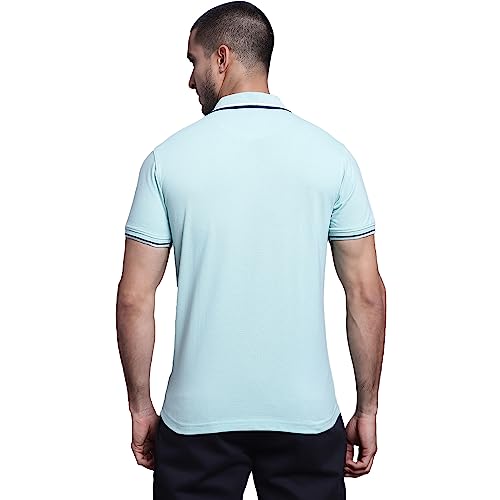 Image of Cantabil Men Cotton Blend Polo Neck Half Sleeve Solid T-Shirt (P MTSH00248)